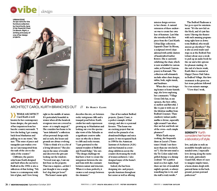 Bedford Magazine features Carol Kurth Urban Edge Collection